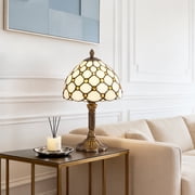 LUOLAX 8-inch Retro European Style Yellow Bead Table Lamp, Creative Glass Bead Decorative Lighting Fixture, Bedroom Bedside Table, Living Room Study Ambient Light