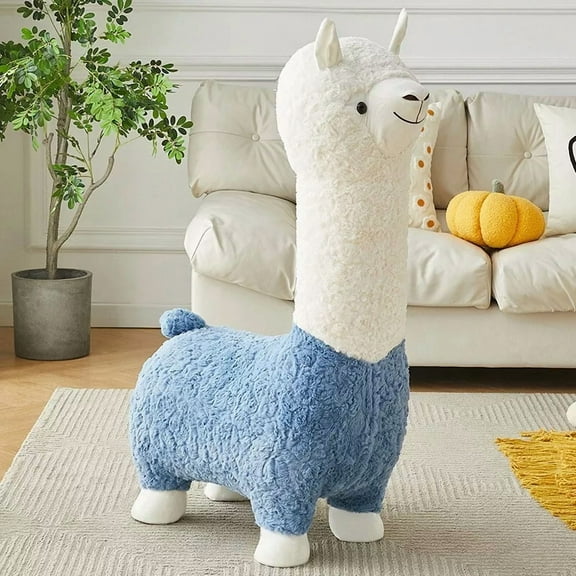 LUOLAX Cute Alpaca Side Chair Kids Animal Stool Living Room Footrest Stool Child Seats