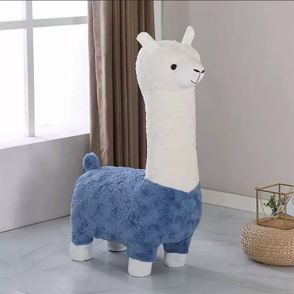 LUOLAX Cute Alpaca Side Chair Kids Animal Stool Living Room Footrest Stool Child Seats