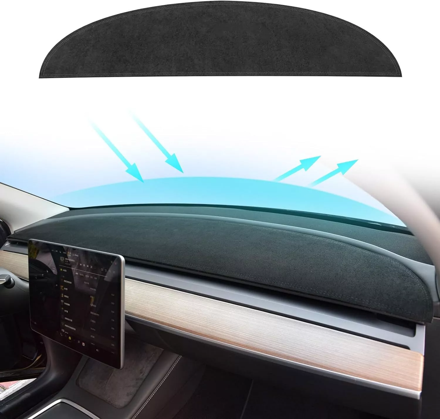 LUOLAX Flannel Dashboard Cover Pad Dash Mat for Tesla Model 3/Y Dashboard Interior Deco