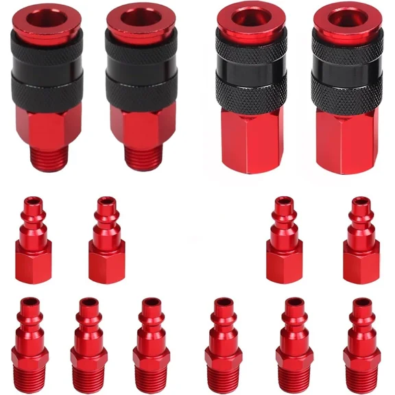 LUOLAX No Rust Air Hose Fittings Kits 14PCS Set, Quick Connect Air Compressor Accessory