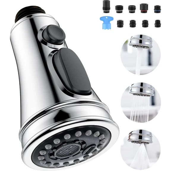 LUOLAX Pull Down Kitchen Faucet Head Replacement 3-Gear Faucet Head Sink Spray Nozzle