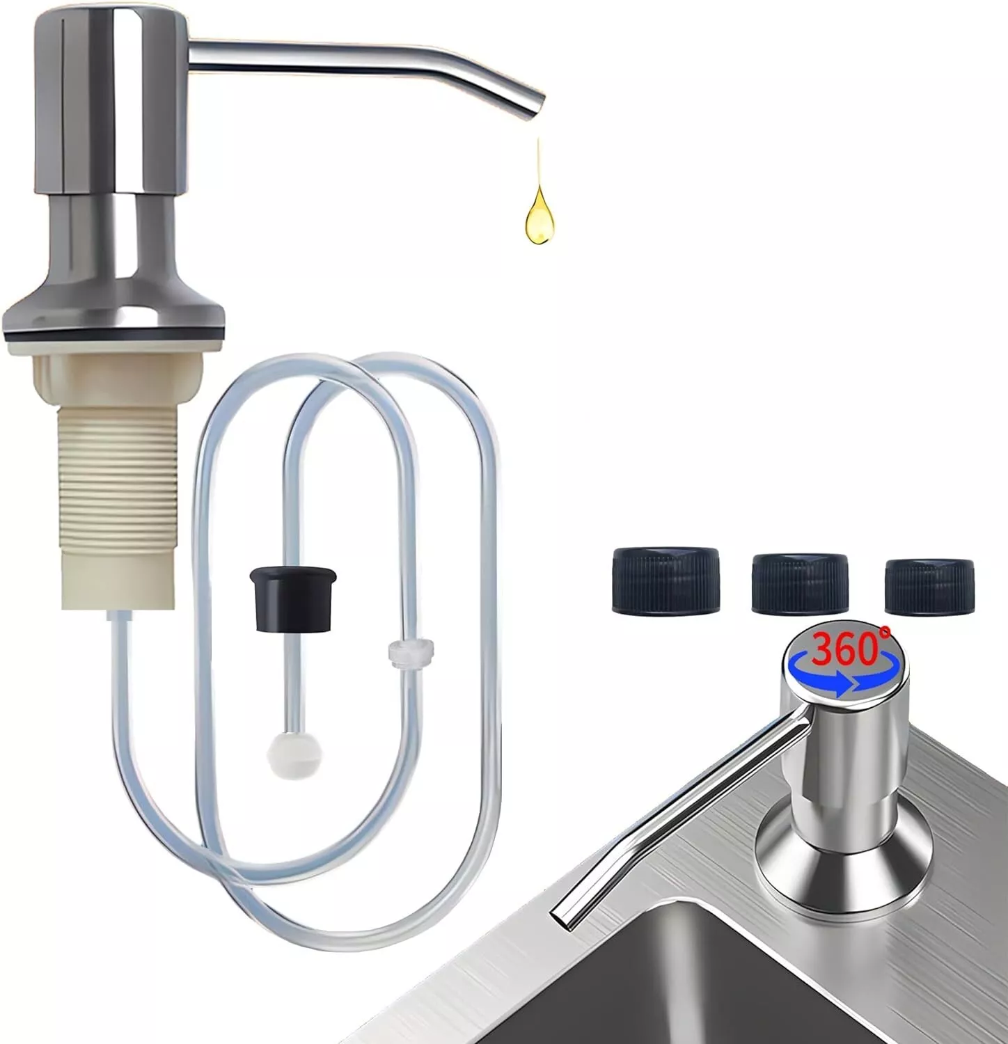 LUOLAX Sink Soap Dispenser for Kitchen Sink Stainless Steel 47 ...