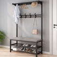 thumbnail image 1 of LUOLUO 5-in-1 Hall Tree with Bench and Storage,Entryway Coat Rack with 10 Hooks & 2 Tier Shoe Storage, for Entryway, Bedroom, Gray, 1 of 8
