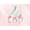 thumbnail image 1 of LUOLUO Roller Skates for Women, Boys,Gilrs, High-Top Double Row Leather Quad Skates, with Pink Flash Wheel, White & Pink,Youth 4/Women 4.5, 1 of 5