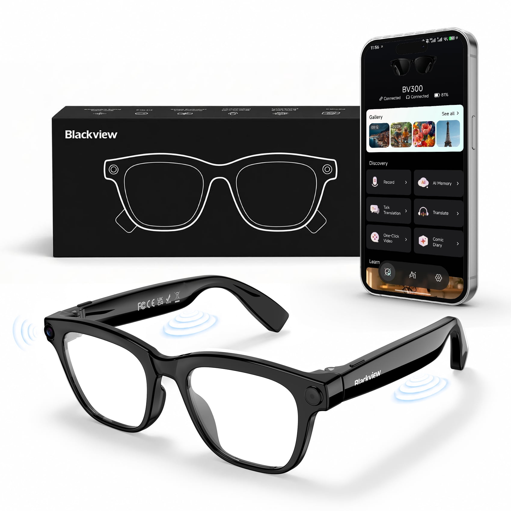 LUOMATE AI Smart Glasses with 1080P HD Camera & Polarized Lenses