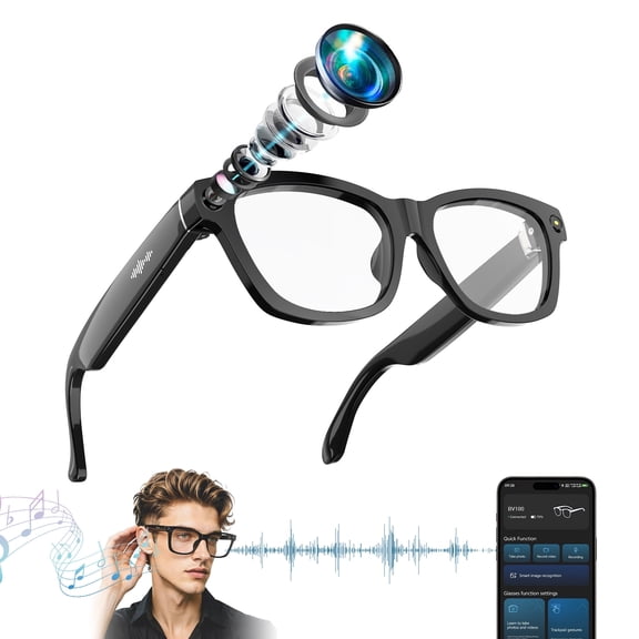 LUOMATE AI Smart Glasses with 1080P HD Camera & Polarized Lenses, Real-Time Translation, Photo/Video Recording & Voice Assistant for Men & Women, ChatGPT Compatible (Photochromic lenses)