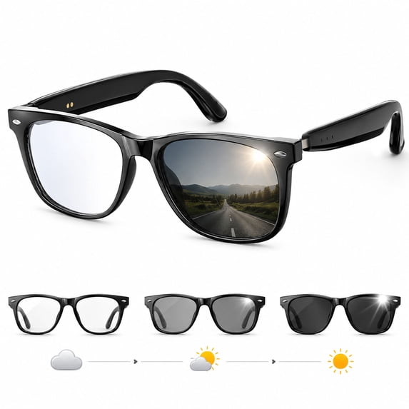 LUOMATE Bluetooth Smart Glasses with Open Ear Audio, Touch Control & UV Protection, 5.0 Stereo Headphones for Outdoor Running Cycling Driving
