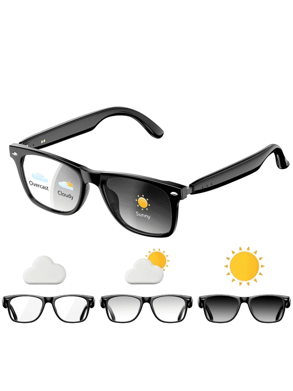 Smart Bluetooth Glasses with Photochromic Lenses for Men and Women - UV/Blue Light Protection, Voice Assistant, Hands-Free Calls, Music Playback, Lightweight for Business & Travel