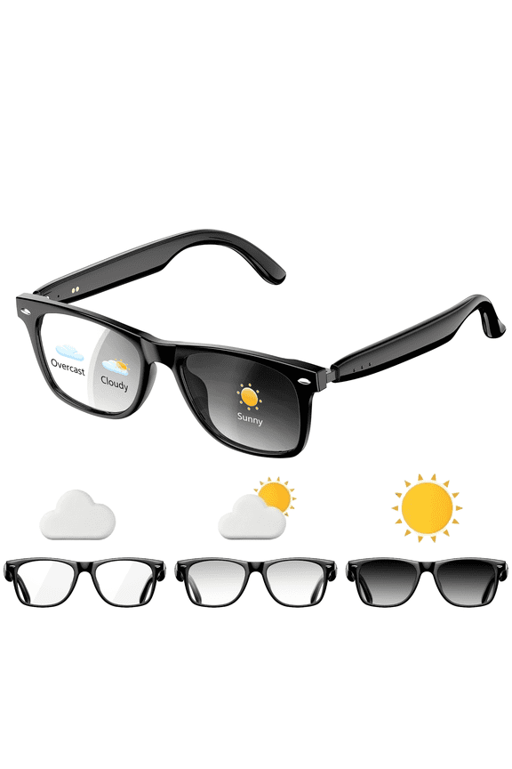 Smart Bluetooth Glasses with Photochromic Lenses for Men and Women - UV/Blue Light Protection, Voice Assistant, Hands-Free Calls, Music Playback, Lightweight for Business & Travel