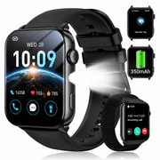 LUOMATE Smart Watch for Android and IPhone, 1.91" Bluetooth Calling Smartwatch for Men Women, Answer Make Calls, Message Notifications, LED Flashlight, Black