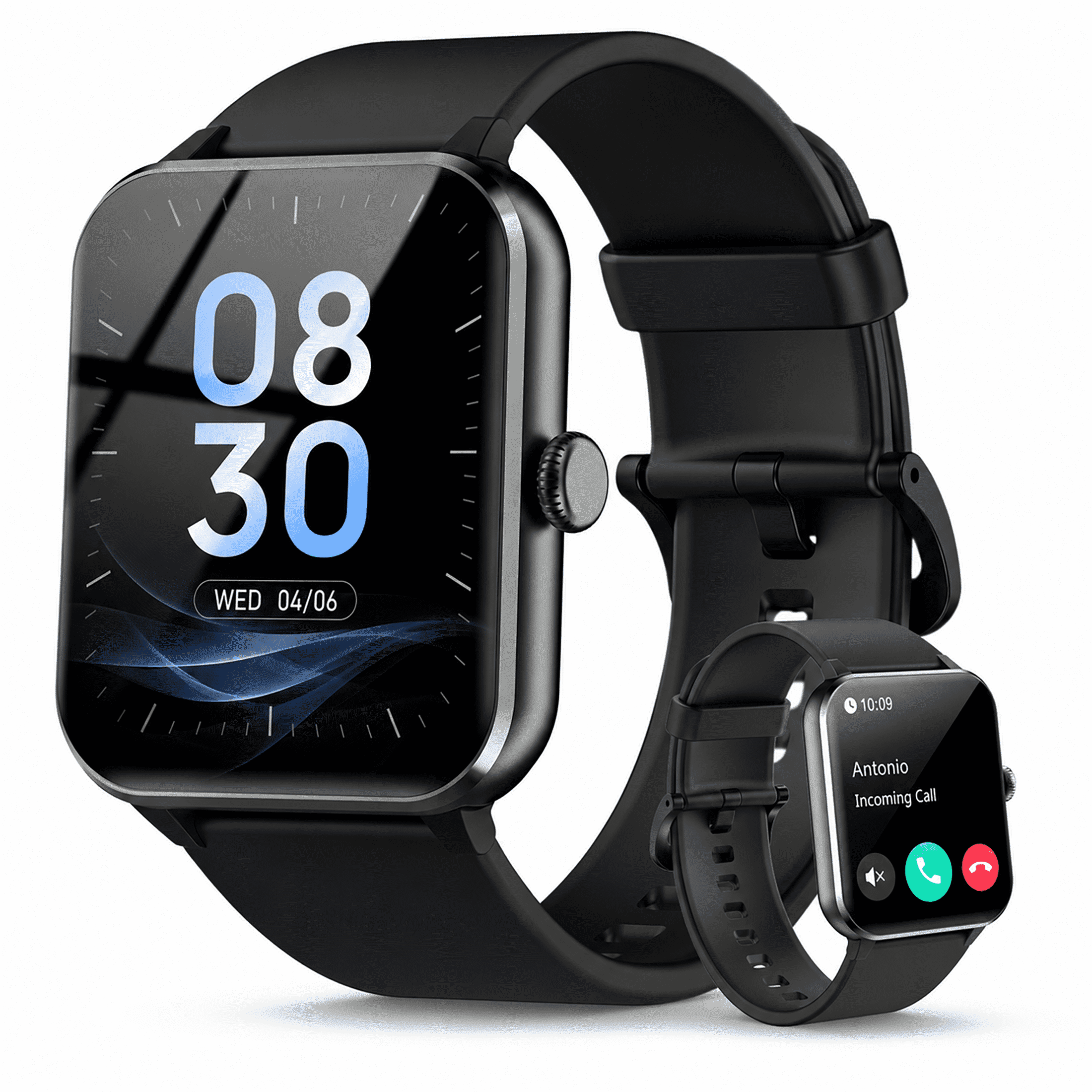 LUOMATE Smart Watch for Android iPhone, Bluetooth Calling Smartwatch for Men Women, Answer Make Calls, AI Voice Assistant, Message Reminder, HD Touch Screen, Black