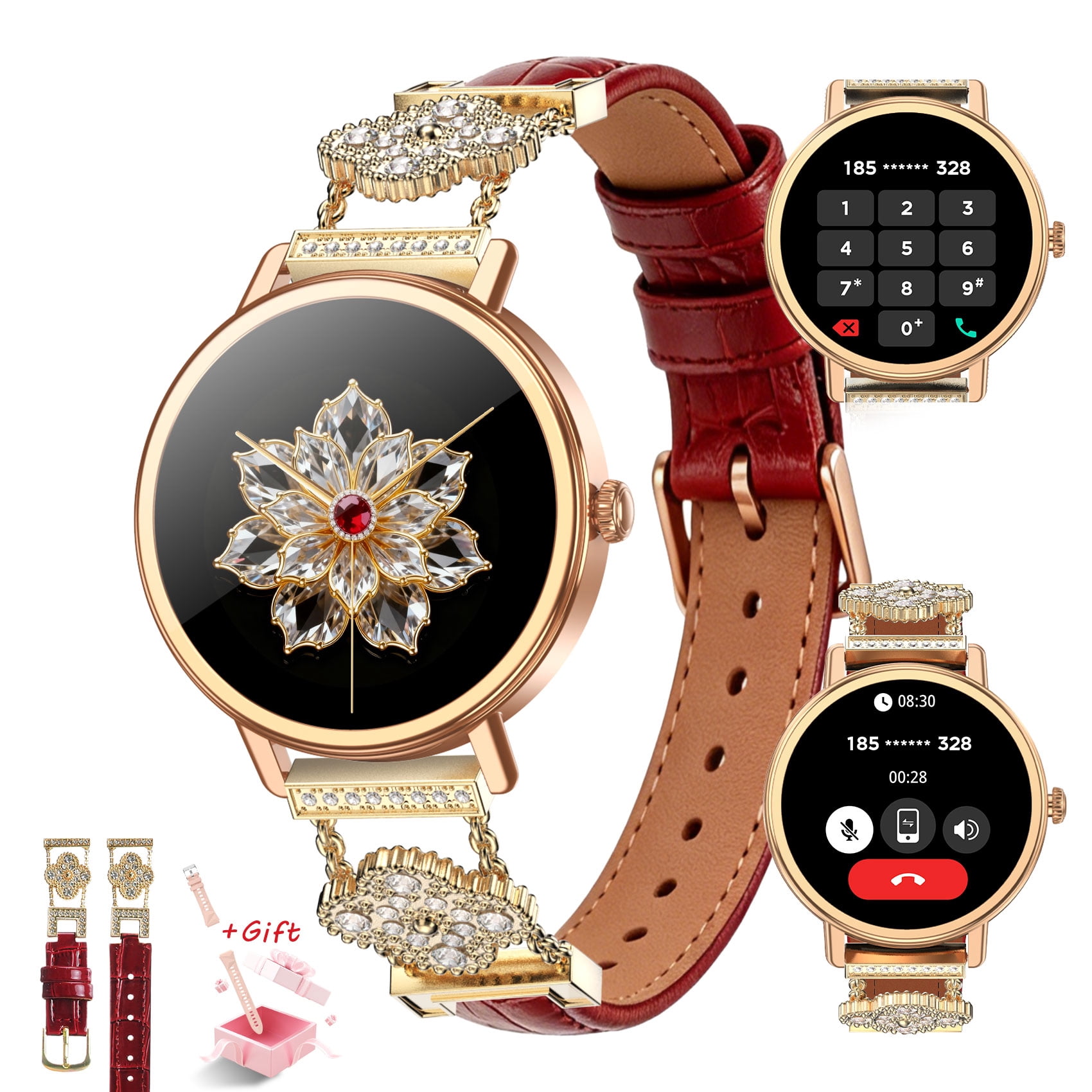 LUOMATE Smart Watch for Women with 2 Bands, Bluetooth Calling Fitness ...