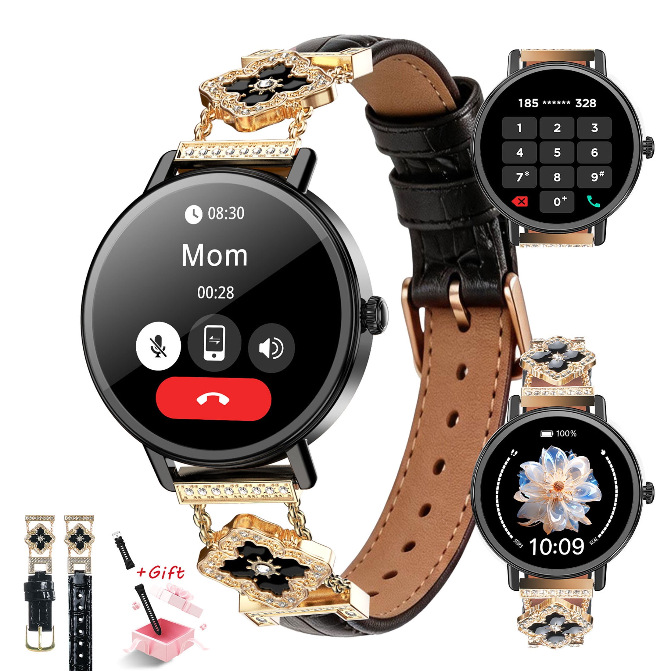 LUOMATE Smart Watch for Women with 2 Bands, Bluetooth Calling Fitness ...