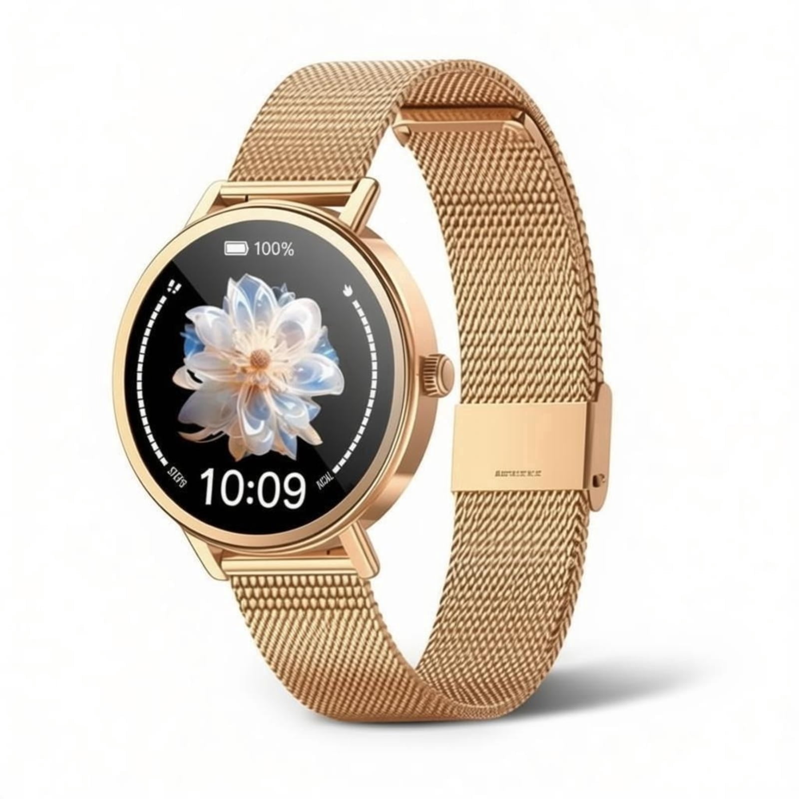 LUOMATE Smart Watch for Women Men, 1.85" Touchscreen with Bluetooth Calling, 100+ Sports Modes, IP68 Waterproof, Message Notifications, Includes 2 Bands, Compatible with iPhone & Android (Gold)