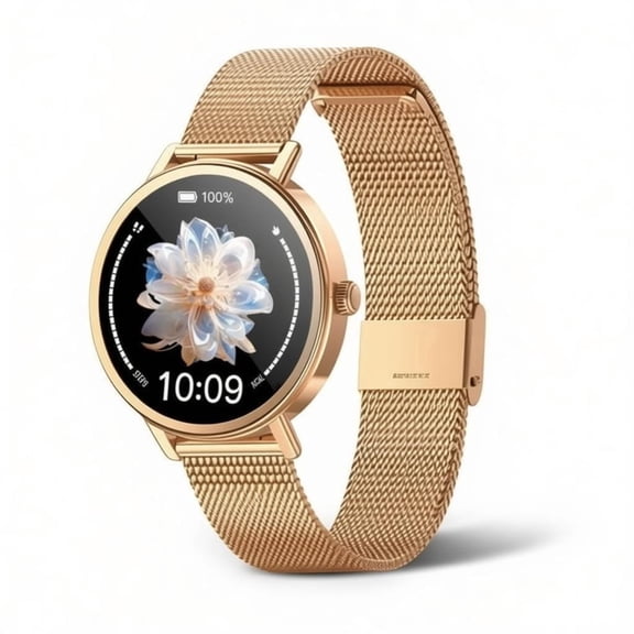 LUOMATE Smart Watch for Women Men, 1.85" Touchscreen with Bluetooth Calling, 100+ Sports Modes, IP68 Waterproof, Message Notifications, Includes 2 Bands, Compatible with iPhone & Android (Gold)