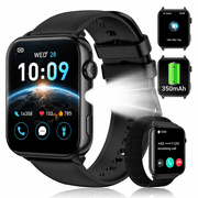 LUOMATE Smart Watch for Android and IPhone, 1.91 Bluetooth Calling Smartwatch for Men Women, Answer Make Calls, Message Notifications, LED Flashlight, Black