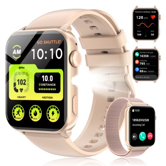 LUOMATE Smart Watch for Women Men, 1.91" Touchscreen Fitness Tracker, Bluetooth Calling, 100  Sport Modes, IP68 Waterproof, Pedometer, Message Notifications, Compatible with Android iPhone (Pink)