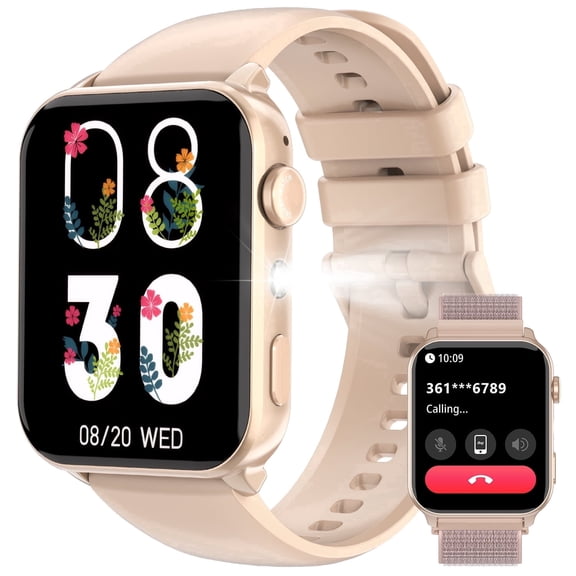 LUOMATE Smart Watch for Women Men, 1.91" Touchscreen Fitness Tracker, Bluetooth Calling, 100+ Sport Modes, IP68 Waterproof, Pedometer, Message Notifications, Compatible with Android iPhone (Pink)