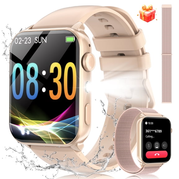 LUOMATE Smart Watch for Women Men, 1.91" Touchscreen Fitness Tracker, Bluetooth Calling, 100  Sport Modes, IP68 Waterproof, Pedometer, Message Notifications, Compatible with Android iPhone (Pink)