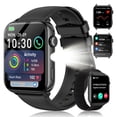 thumbnail image 1 of LUOMATE Smart Watch for Women Men, 1.91" Touchscreen Fitness Tracker, Bluetooth Calling, 100+ Sport Modes, IP68 Waterproof, Pedometer, Message Notifications, Compatible with Android iPhone (Black), 1 of 9