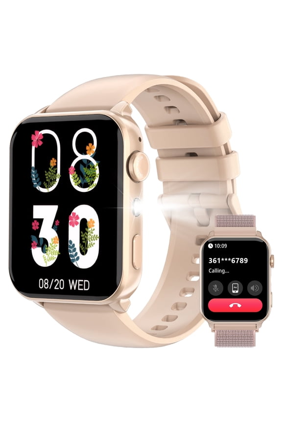 Smart Watch for Women Men, 1.91" Touchscreen Fitness Tracker, Bluetooth Calling, 100+ Sport Modes, IP68 Waterproof, Pedometer, Message Notifications, Compatible with Android iPhone (Pink)