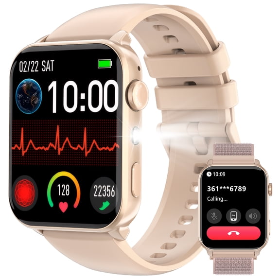 LUOMATE Smart Watch for Women Men, 1.91" Touchscreen Fitness Tracker, Bluetooth Calling, 100  Sport Modes, IP68 Waterproof, Pedometer, Message Notifications, Compatible with Android iPhone (Pink)