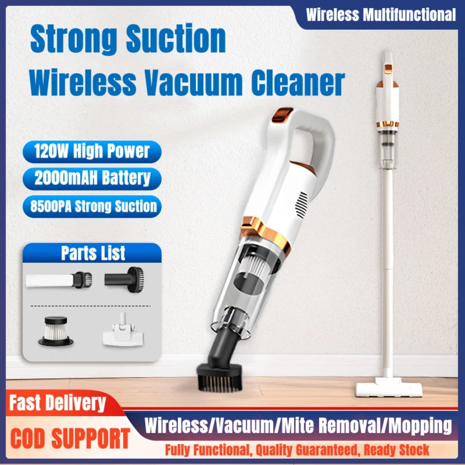 LUOPLNG Powerful 120W Cordless Handheld Wireless Vacuum Cleaner with