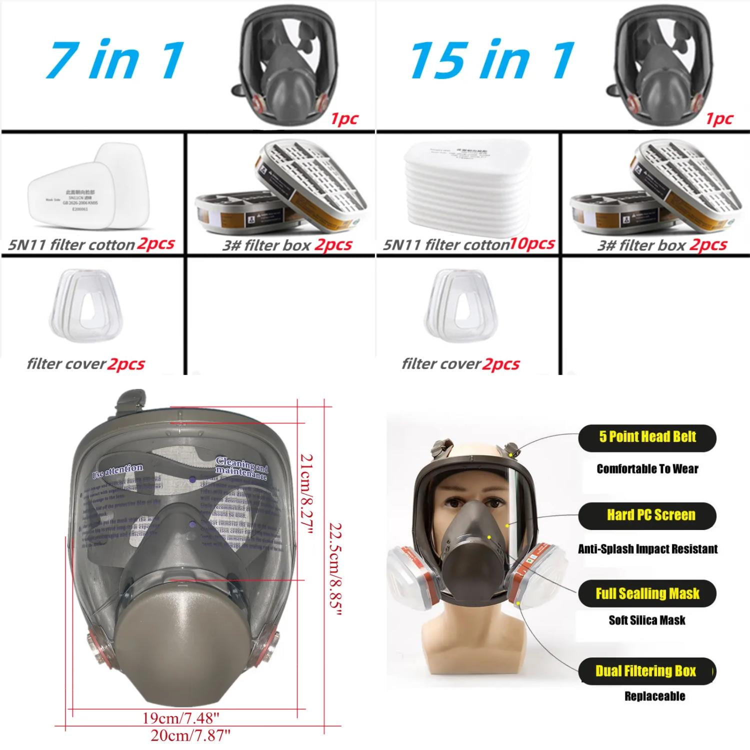 LUOPLNG Safe High Quality AntiFog Full Face Gas Mask 6800 Industrial