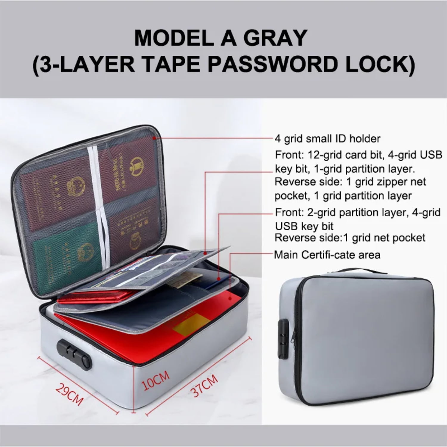 LUOPLNG Secure Fireproof Waterproof Multilayer Travel Document ...