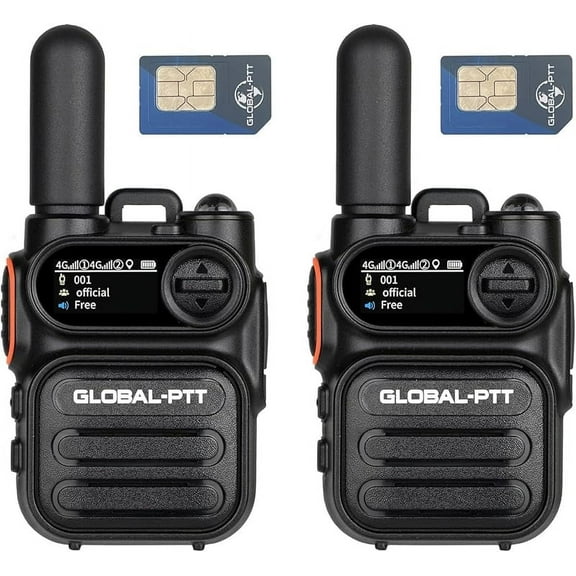 LUOTWO 2-Pack Nationwide Long Range Walkie Talkie, 4G LTE Nationwide Coverage Handheld PoC Radios with Pre-Installed SIM Cards - Includes 1 Year Data Service (Grey)
