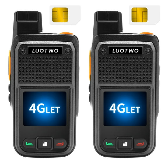 LUOTWO W500 2 Pack Global Walkie Talkie Unlimited Range with SIM Card 4G Walkie Talkie Long Range POC Radio Two Way Radios for Adults LTE 8000mAh Intercom 5000KM