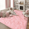 thumbnail image 1 of LUOVEN Fluffy Soft Shag Area Rug, 8*10 Modern Indoor Carpet for Bedroom Living Room Kids Room, Pink, 1 of 8