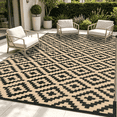 thumbnail image 1 of LUOVEN Outdoor Waterproof Rug Reversible 6x9 Plastic Straw Rug for Patio, RV, Camping, Deck, Backyard, Porch, Balcony, Black & Beige, 1 of 8