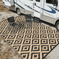 thumbnail image 1 of LUOVEN Outdoor Waterproof Rug Reversible 8x10 Plastic Straw Rug for Patio, RV, Camping, Deck, Backyard, Porch, Balcony, Black & Beige, 1 of 8