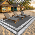 thumbnail image 1 of LUOVEN Waterproof Outdoor Rug, 6x9 Reversible Plastic Straw Rug for Patio, Deck, RV, Camping, Porch, Backyard, Indoor Outdoor Decor, Grey, 1 of 8