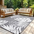 thumbnail image 1 of LUOVEN Waterproof Reversible Outdoor Rug 8x10 Plastic Straw Patio Rug for RV, Camping, Deck, Garden, Backyard, Porch, Gray & White, 1 of 5