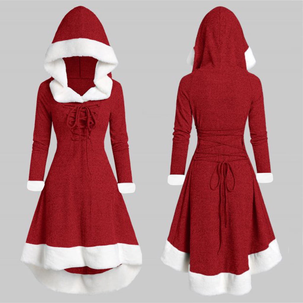 LUOWEI Women's Vintage Long Sleeve Christmas Dress - Plus Size Fashionable  Winter Party Thermal Dress, Red Christmas Fashion Outdoor Hoodie Dress, 3XL  - Walmart Business Supplies