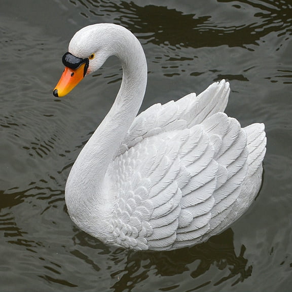 LUOzoyuans Modern White Resin Garden Swan Ornament