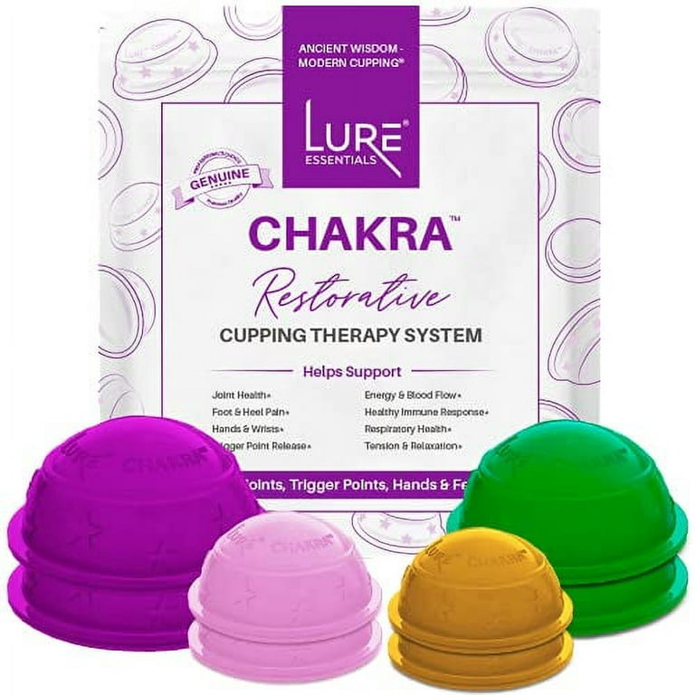 LURE Essentials Chakra Cupping Therapy Set for Myofascial, Trigger Point,  Back Pain, Muscle and Joint Pain