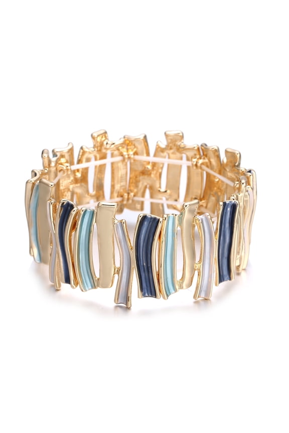 Punk Enamel Fantasy Bracelet - Vintage Multicolor Stretch Bangle for Women, Chunky Charm Elastic Jewelry(bl003622-1)