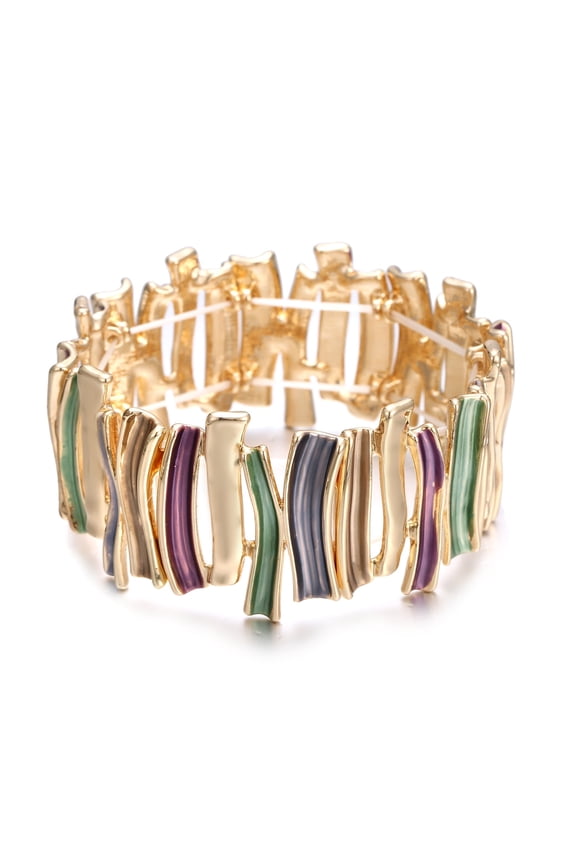 Punk Enamel Fantasy Bracelet - Vintage Multicolor Stretch Bangle for Women, Chunky Charm Elastic Jewelry (bl003622-3)