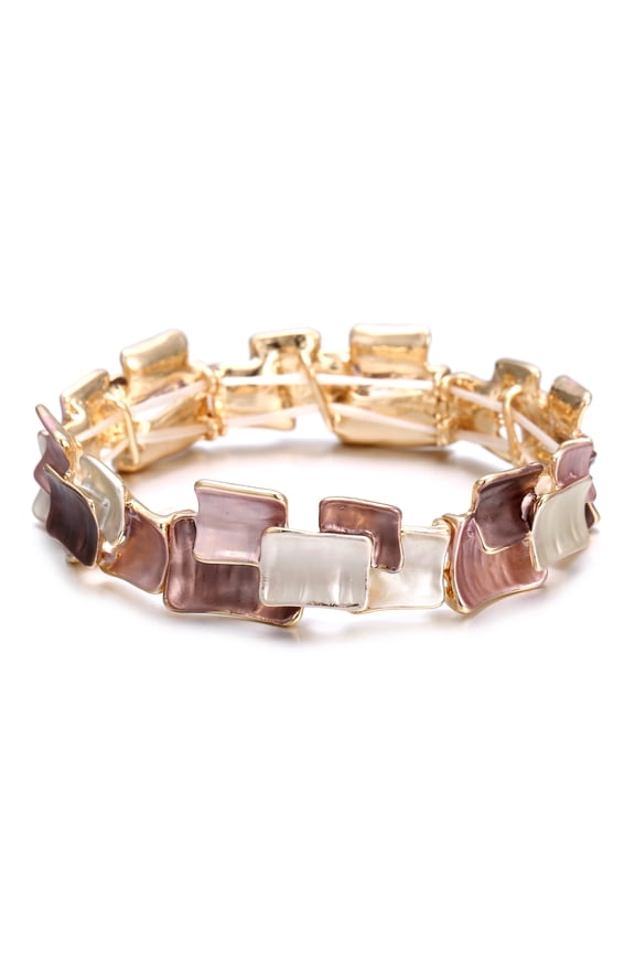 Vintage Stack Bracelet - Square & Rectangle Multi-Color Enamel Bangle for Women, Adjustable Jewelry (bl003624-1)
