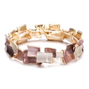 LUREME Vintage Stack Bracelet - Square & Rectangle Multi-Color Enamel Bangle for Women, Adjustable Jewelry bl003624-1
