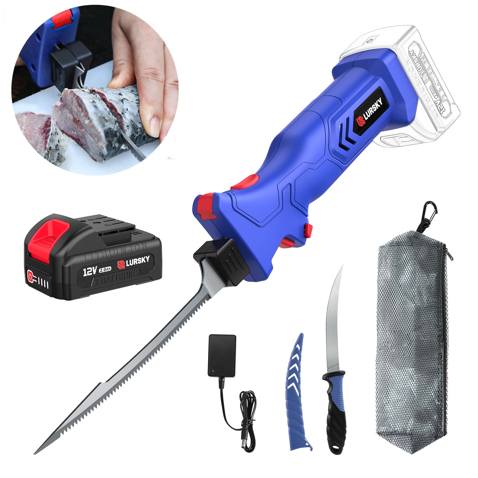 LURSKY Rechargeable Cordless Fillet Knife, 12V Ele