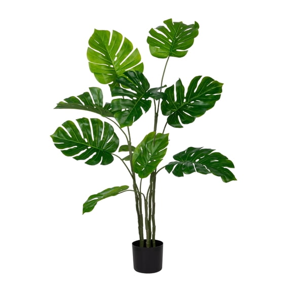 Lush Estate Lifelike Artificial Monstera Tree, 47" UV Resistant Indoor/Outdoor, White