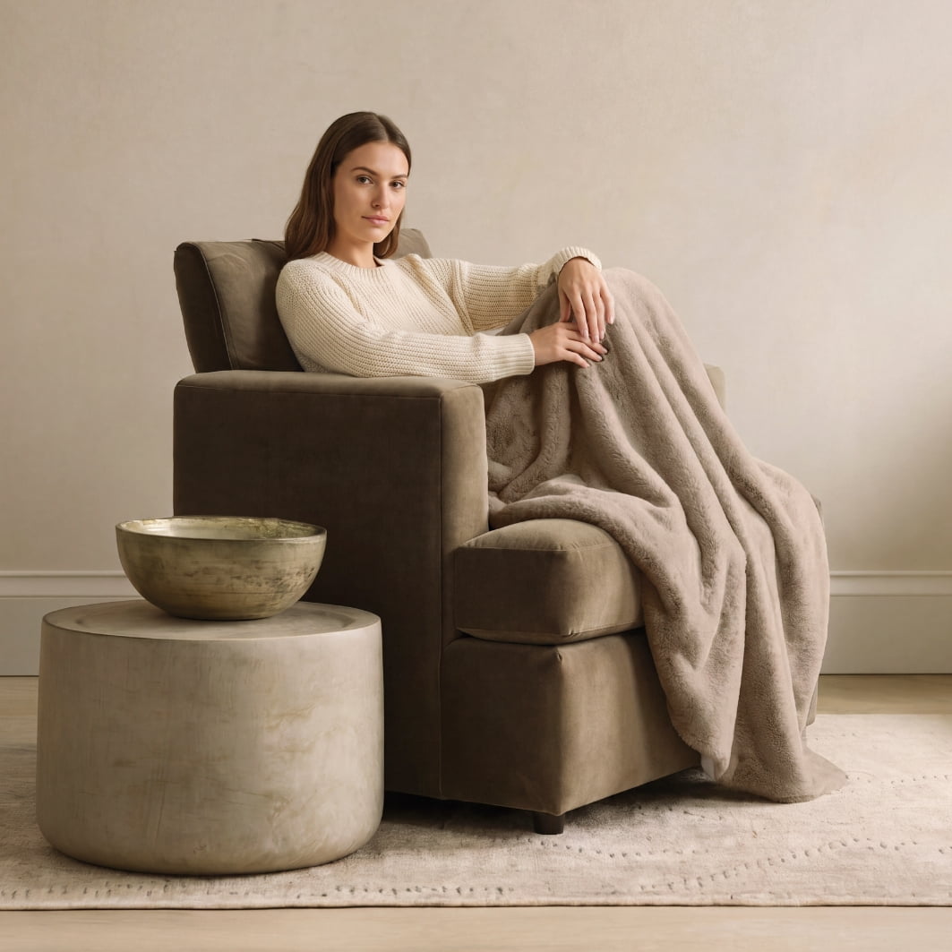 Cozy Haven Lush Plush Throw, French Oak, 50"x72"