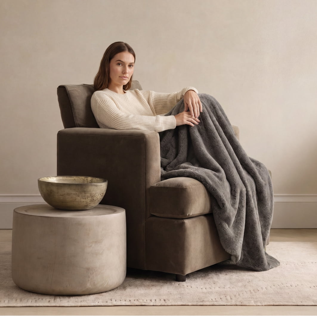 Cozy Haven Lush Plush Throw, Silver, 50"x72"