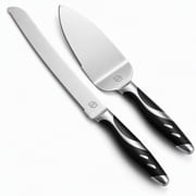 Stainless Steel Cake Cutting Set, 2 Piece   Cake Knife and Server with Serrated Blade, Non-Slip Handle, Wedding & Birthday Cake Server Set   LUSHIG