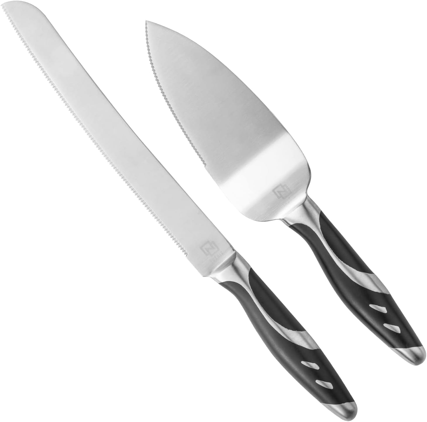 LUSHIG Wedding Cake Knife and Server Set with Non Slip Swirl Grip